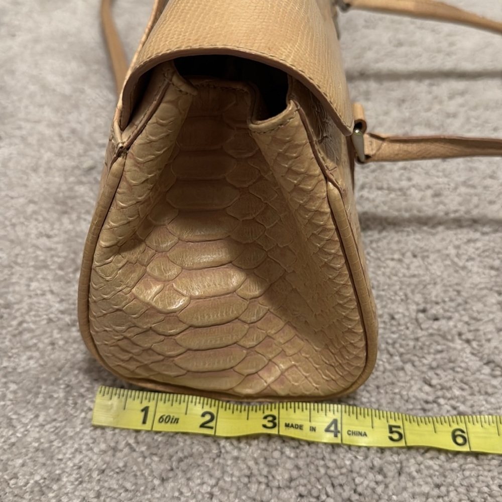 Brahmin Satchel | tan Embossed Leather | Structured Top Handle Bag - Picture 13 of 13